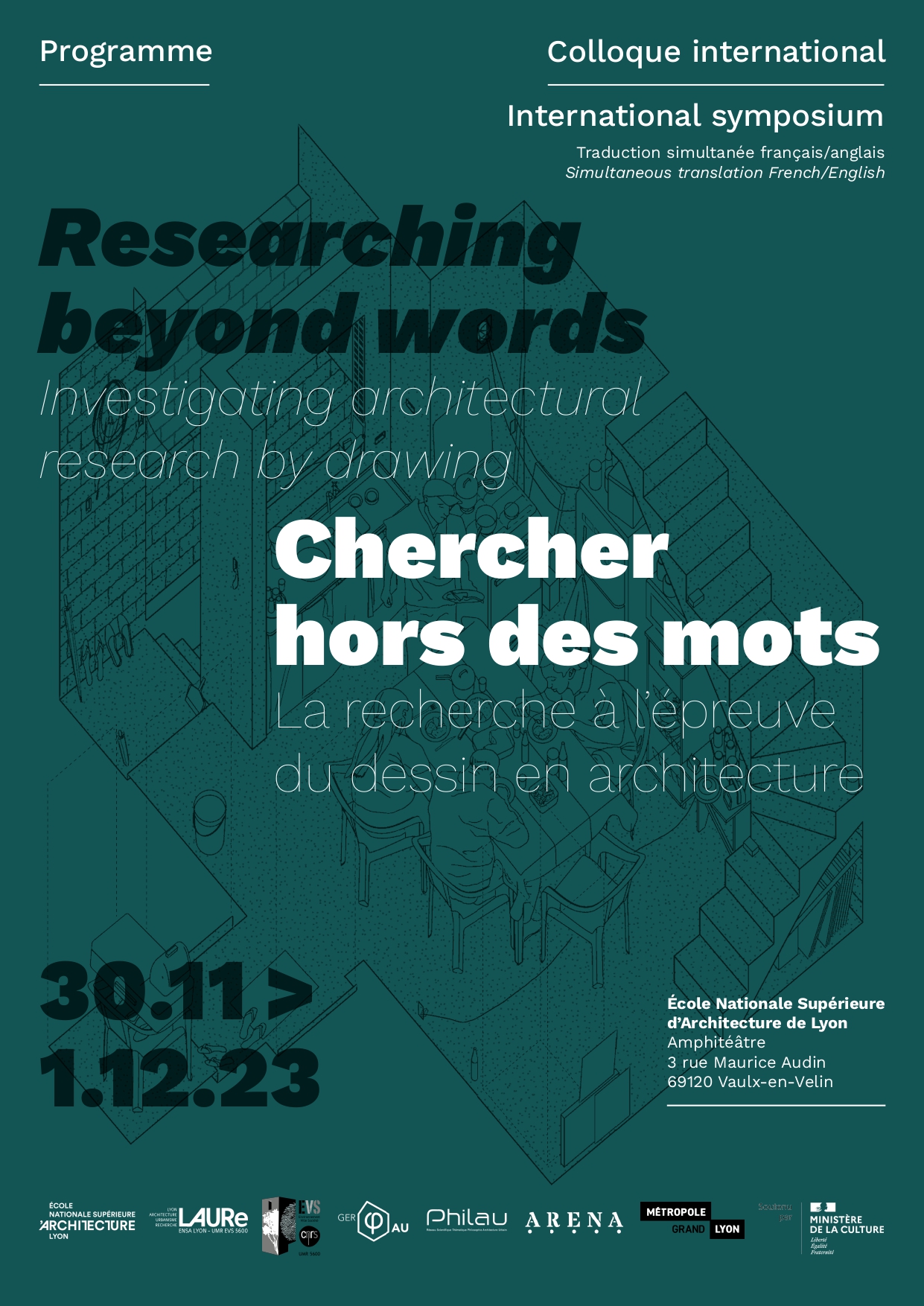 30/11/2023 – Colloque international « Chercher hors des mots. La recherche à l'épreuve du dessin en architecture »