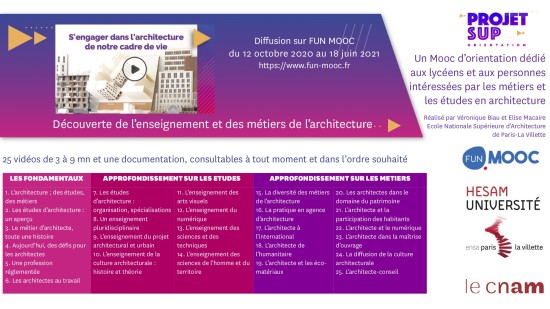 12/10/20-18/06/21 - Mooc - "S'engager dans l'architecture de notre cadre de vie"