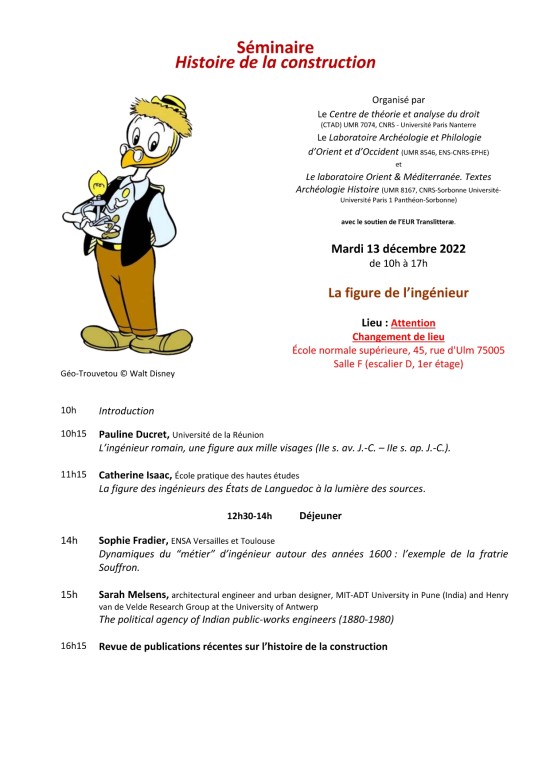13/12/2022 – Séminaire Histoire de la construction – "La figure de l'ingénieur"